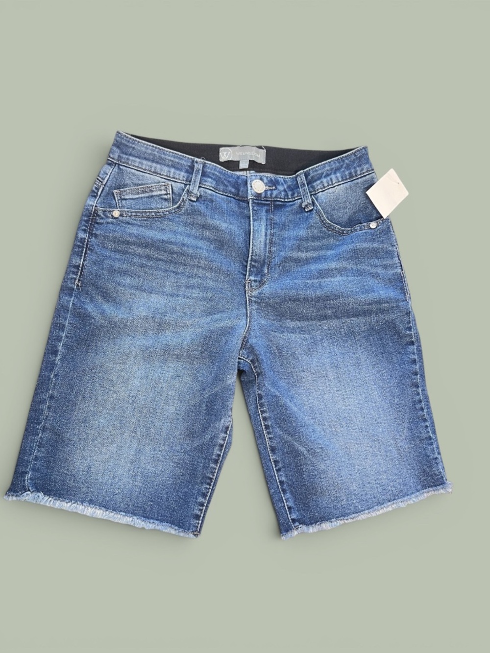 Wit & Wisdom Nordstrom Ab'solution Denim Bermuda Shorts Clean Raw Hem NWT Size 4